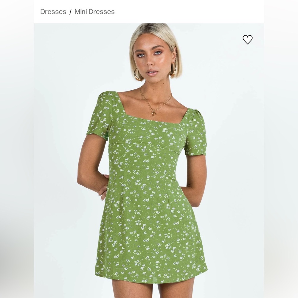 Princess Polly Hastings Mini Dress Olive Green Floral